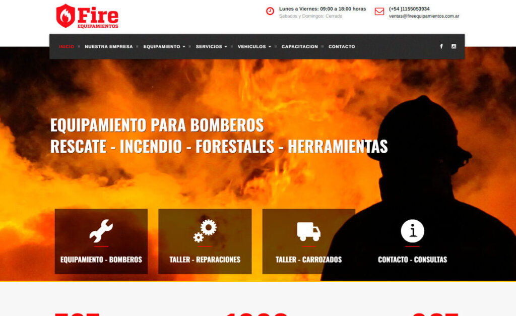 Fire Equipamientos – Sitio web corporativo y catálogo de productos